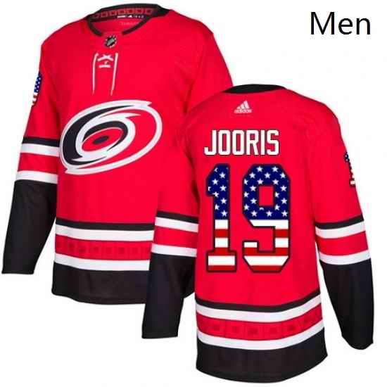 Mens Adidas Carolina Hurricanes 19 Josh Jooris Authentic Red USA Flag Fashion NHL Jersey